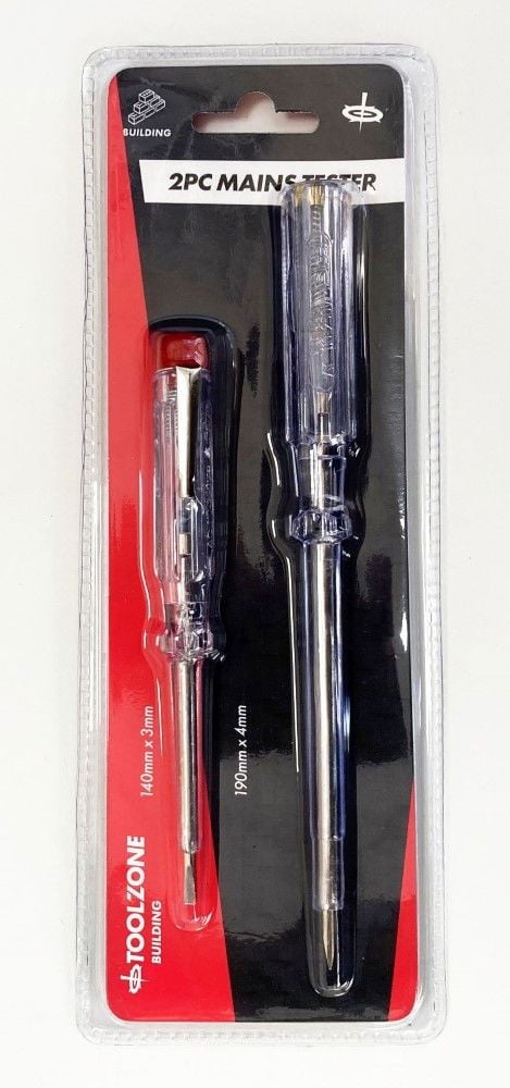 MAINS TESTER SET 2PC 140 x 3mm 190 x 4mm 100-250v - TOOLZONE KDPSD181 - Image 2