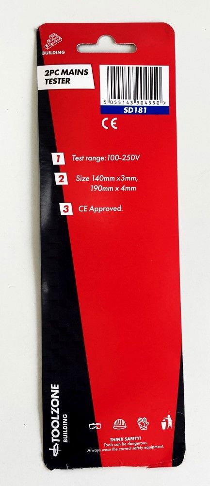 MAINS TESTER SET 2PC 140 x 3mm 190 x 4mm 100-250v - TOOLZONE KDPSD181 - Image 4