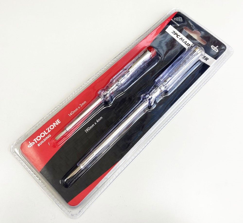 MAINS TESTER SET 2PC 140 x 3mm 190 x 4mm 100-250v - TOOLZONE KDPSD181 - Image 5