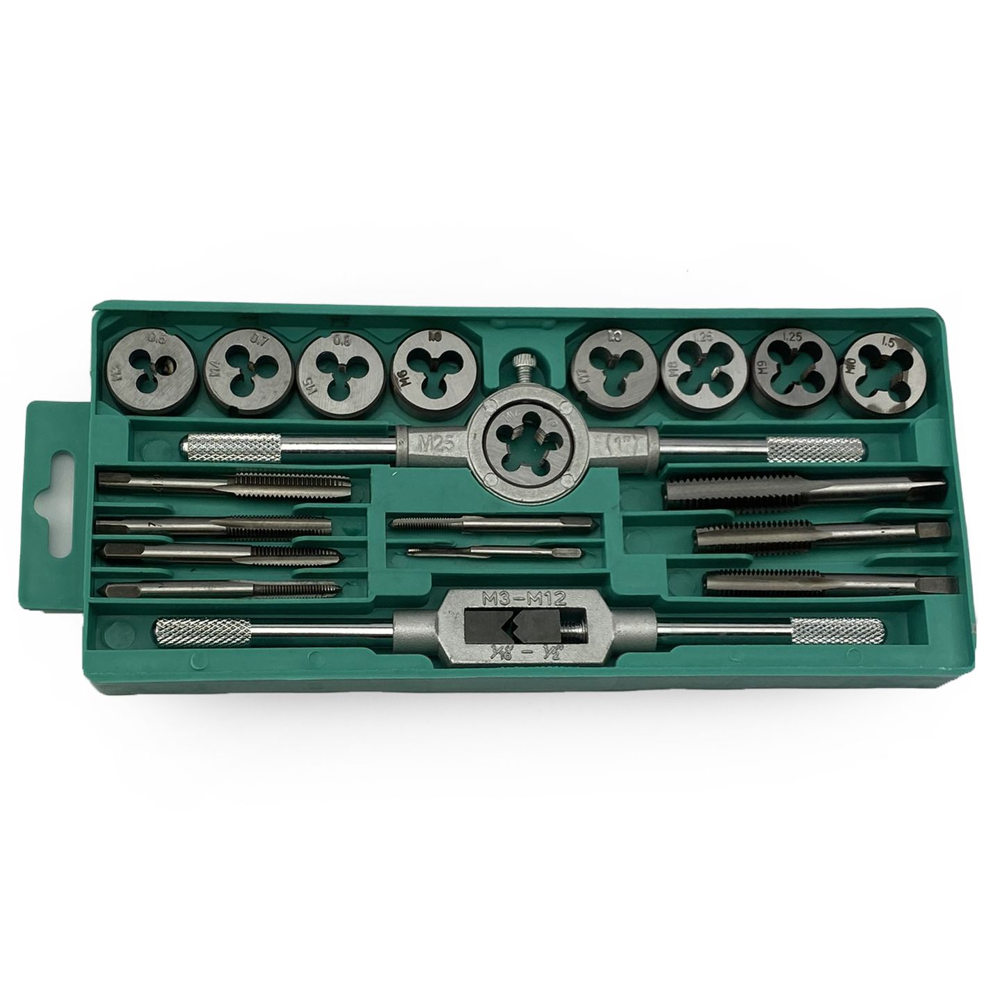 TAP AND DIE SET 20 PIECE CARBON STEEL METRIC M3-M12 - TOOLZONE KDPTP101 - Image 2