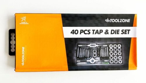 TAP AND DIE SET 40 PIECE CARBON STEEL METRIC M3-M12 AND SAE 4-40 TO 1/2-20 – TOOLZONE KDPTP102