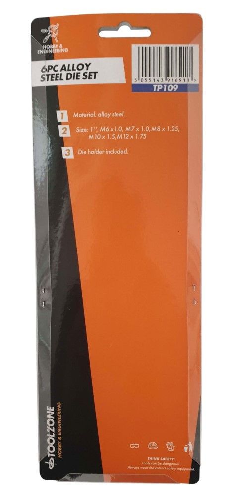 DIE SET 6 PIECE METRIC M6-M12 ALLOY STEEL WITH HOLDER - TOOLZONE KDPTP109 - Image 2