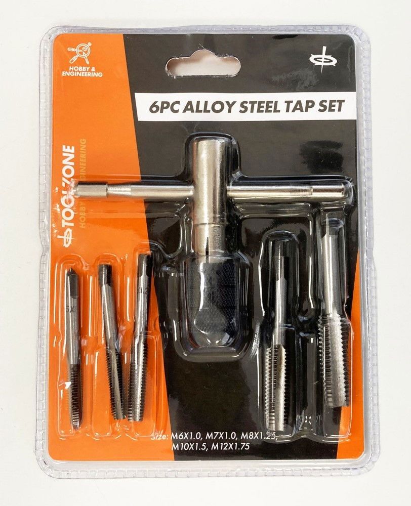 TAP WRENCH SET 6 PIECE WITH METRIC TAPS M6-M12 ALLOY STEEL - TOOLZONE KDPTP108 - Image 2
