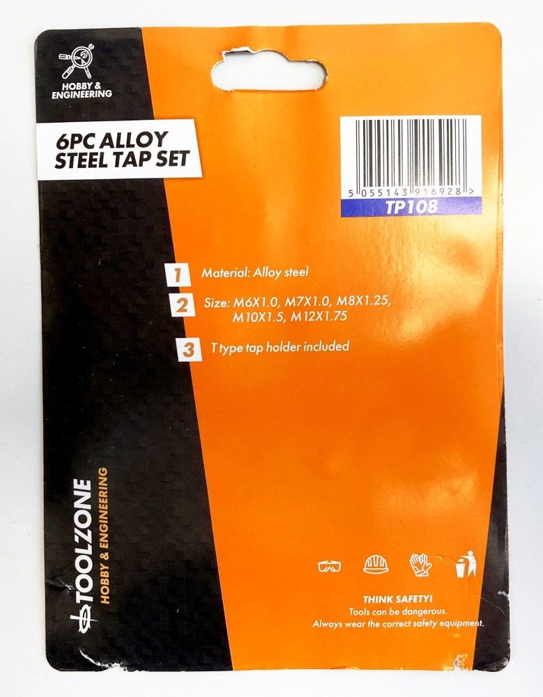 TAP WRENCH SET 6 PIECE WITH METRIC TAPS M6-M12 ALLOY STEEL - TOOLZONE KDPTP108 - Image 3