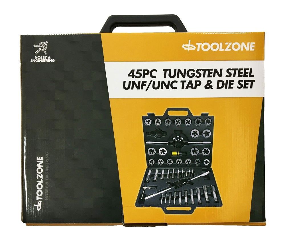 TAP AND DIE SET UNF/UNC 45 PIECE TUNGSTEN - TOOLZONE KDPTP100