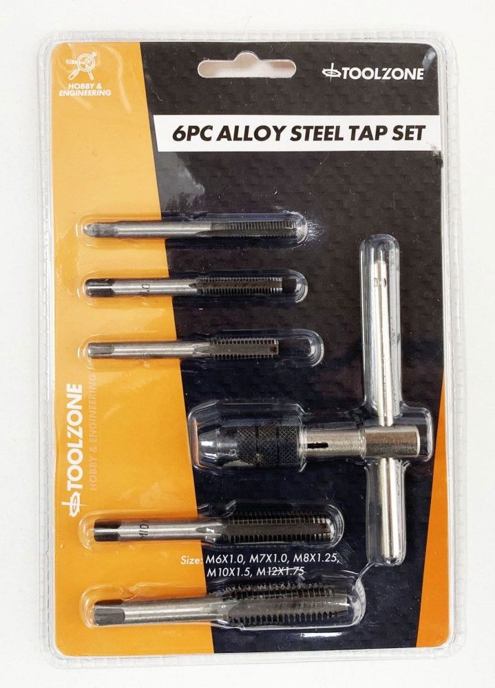 TAP WRENCH SET 6 PIECE WITH METRIC TAPS M6-M12 ALLOY STEEL - TOOLZONE KDPTP108 - Image 5