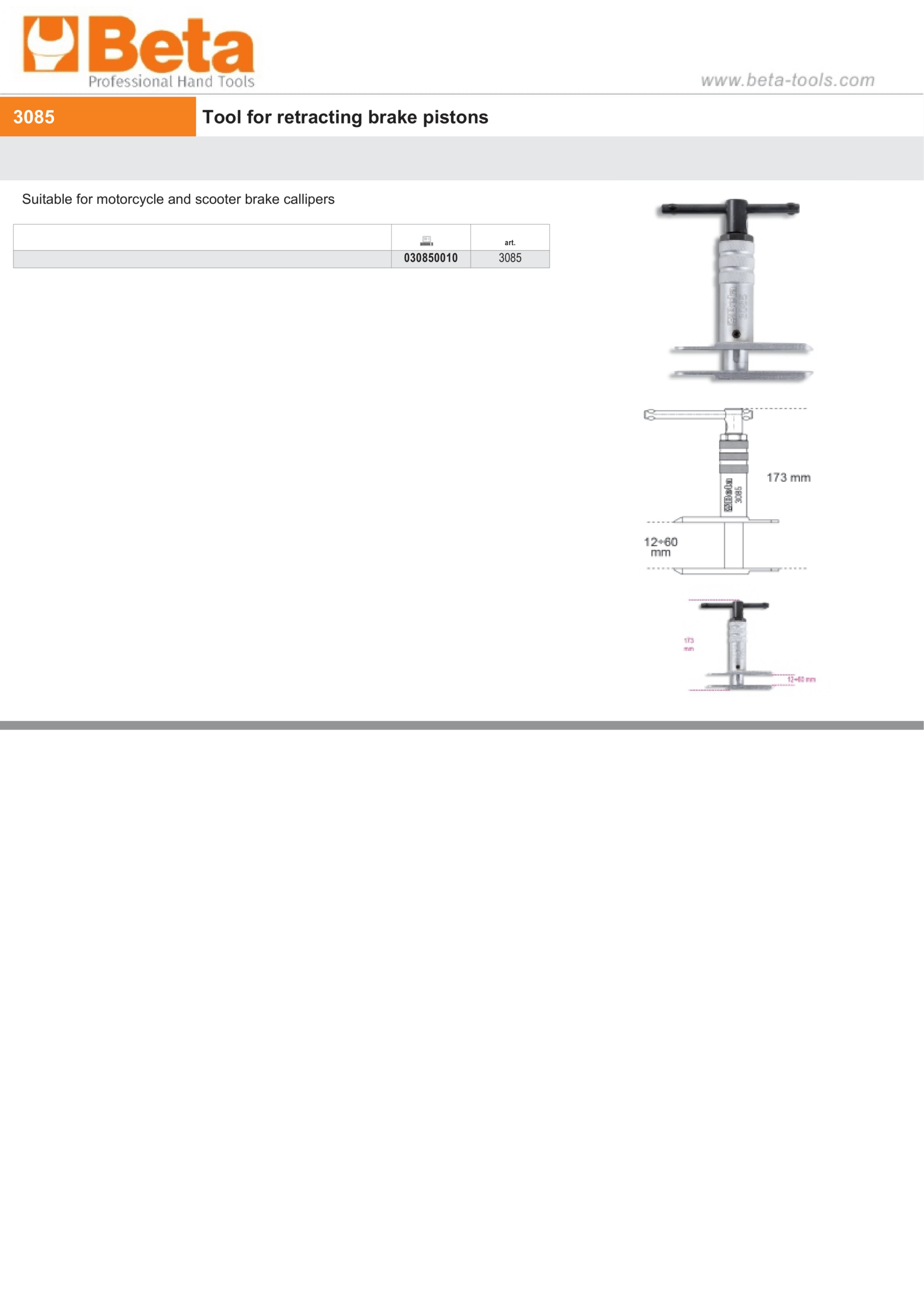 Brake Piston Retracting Tool for Motorcycles and Scooters - Beta Tools 3085 - Image 4