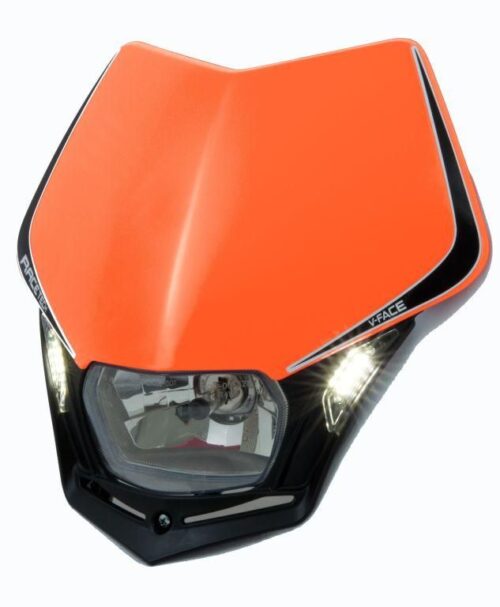 V-FACE LED HEADLIGHT, RTECH R-MASKARNR009, ORANGE/BLACK
