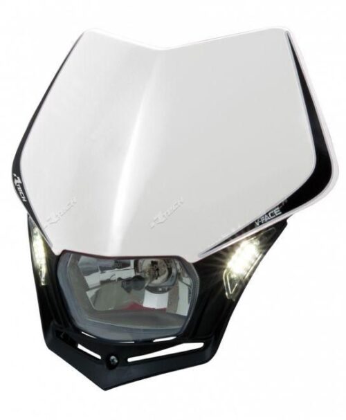 V-FACE LED HEADLIGHT, RTECH R-MASKBNNR009, WHITE/BLACK