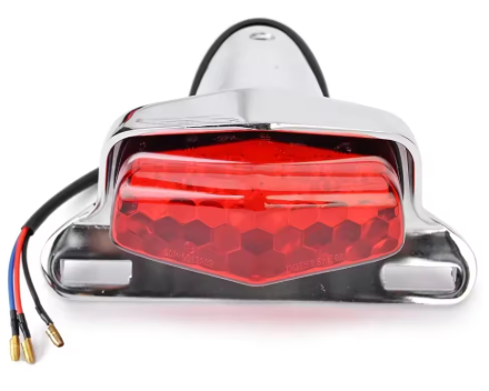 LUCAS STYLE CLASSIC VINTAGE MOTORCYCLE LED TAILLIGHT TRIUMPH BRITISH CAFE RACER SILVER