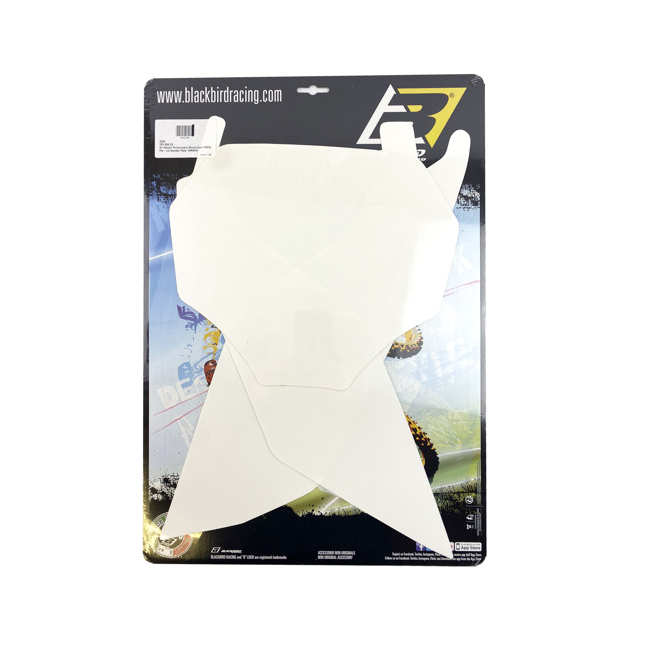 YZ450F 2023 YAMAHA PRE CUT, BLACKBIRD 3233/10 WHITE, NUMBER BOARD BACKGROUNDS