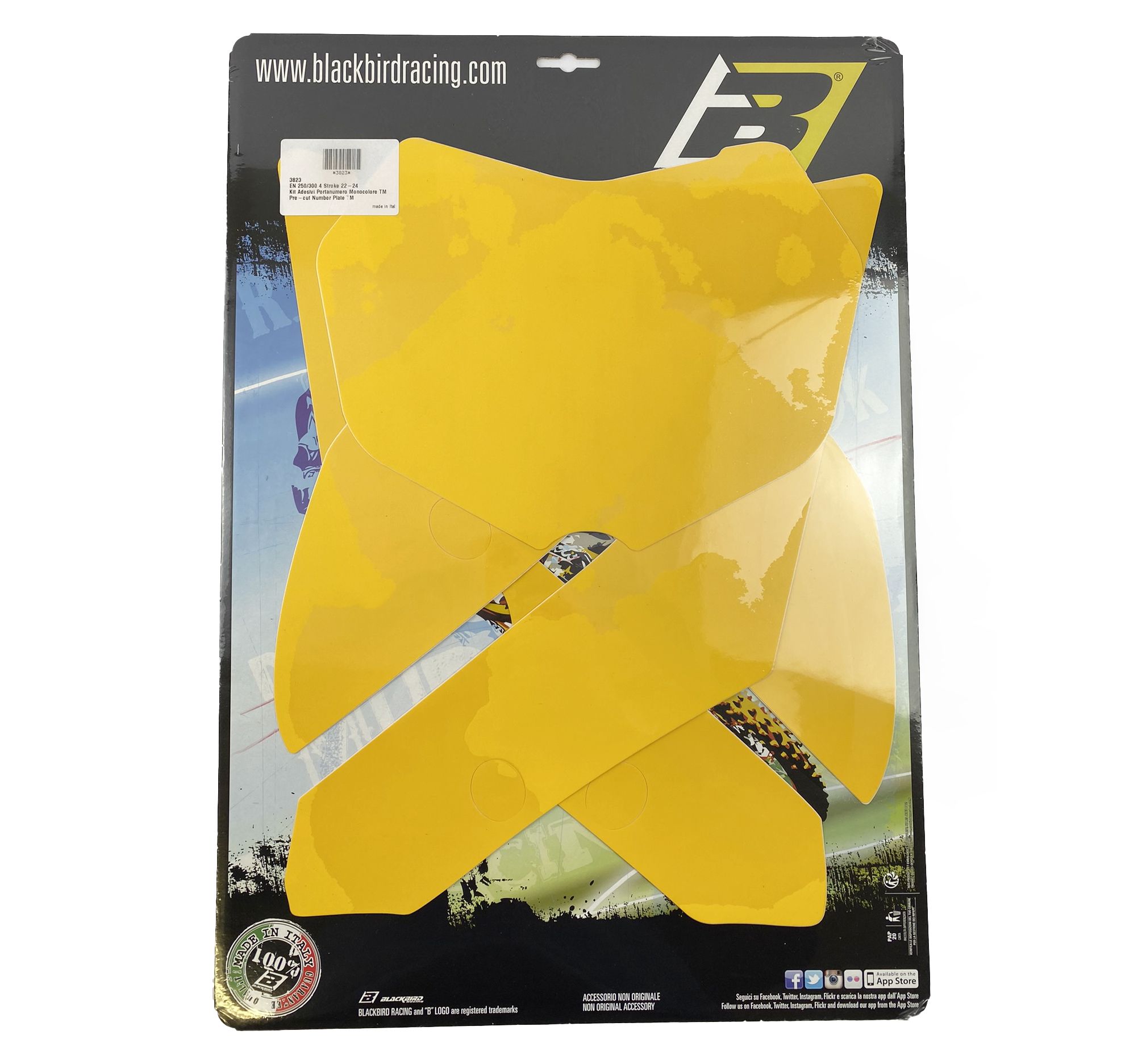TM 4-STROKE 250-300 ENDURO 2022-25 PRE CUTS, BLACKBIRD 3823/40 YELLOW, NUMBER BOARD BACKGROUNDS - Image 2
