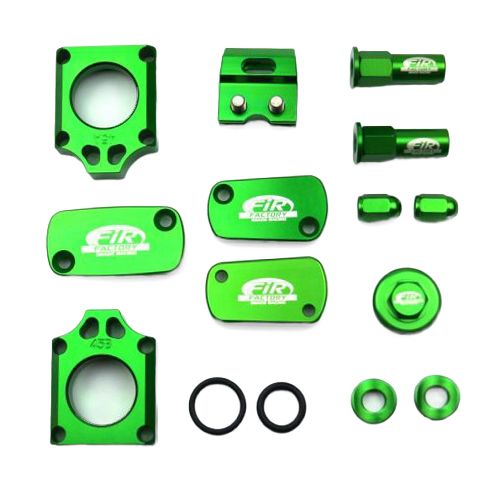 12PC BLING KIT KAWASAKI 250/450, FIR CPK-203, CNC ALLOY, AXLE BLOCK, CAPS, TYRE NUT