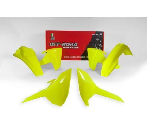 PLASTIC KIT 17-18 HUSKY TE/FE/TX, 4 PIECE ,COLOUR NEON YELLOW, RTECH R-KITHSQ-GF0-417