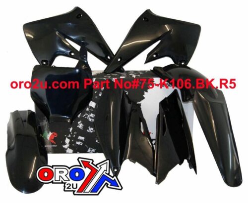 PLASTIC KIT/5 04-05 KXF250, BLACK RTECH R-KITKXF-NR0-504