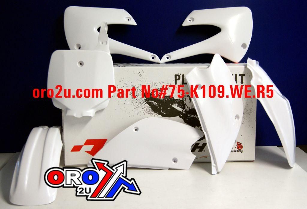 PLASTIC KIT/5 98-13 KX85 WHITE, RTECH R-KITKX0-BN0-507