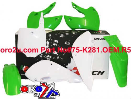 PLASTIC KIT/5 02-10 KLX110 OEM, RTECH R-KITKLX-OEM-511