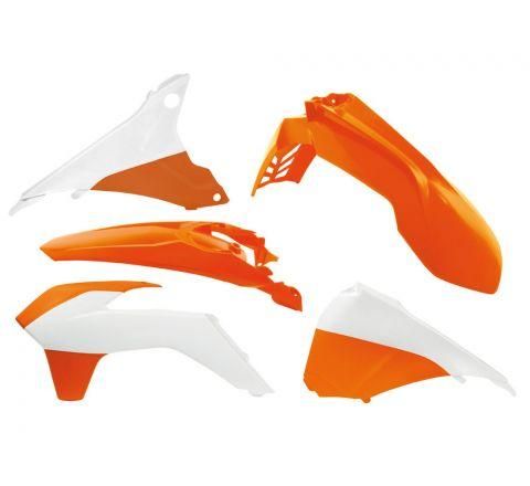 PLASTIC KIT KTM EXC 14-16, OEM 15 ORANGE/WHITE RTECH, R-KITKTM-OEM-495 VENTED FRONT FE