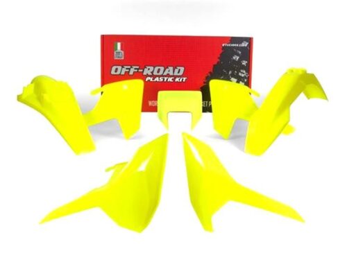 PLASTIC KIT ENDURO 17-18 HUSKY TE/FE/TX, 5 PIECE ,COLOUR NEON YELLOW, RTECH R-KITHSQ-GF0-517
