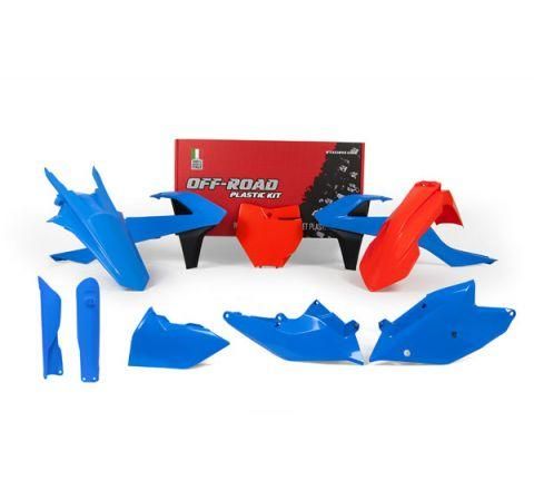 PLASTIC KIT/7 16-18 KTM SX/SXF ORANGE/BLUE, ORANGE/BLUE RTECH R-KITKTM-CL0-518