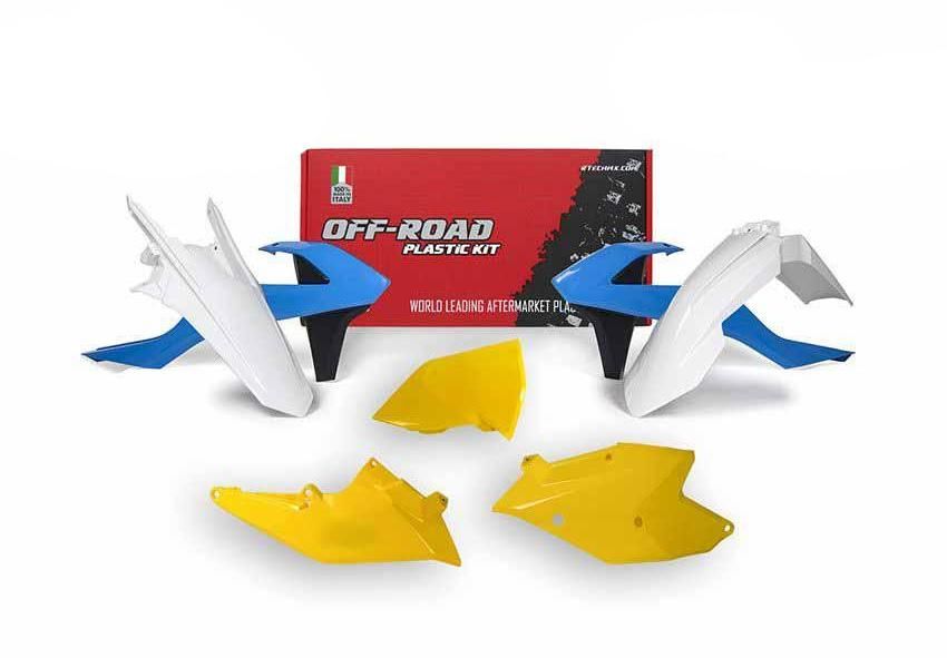 PLASTIC KIT/5 17-19 EXC/EXC-F VINTAGE KIT, LIGHT BLUE,YELLOW AND WHITE, RTECH R-KITKTM-CL0-417