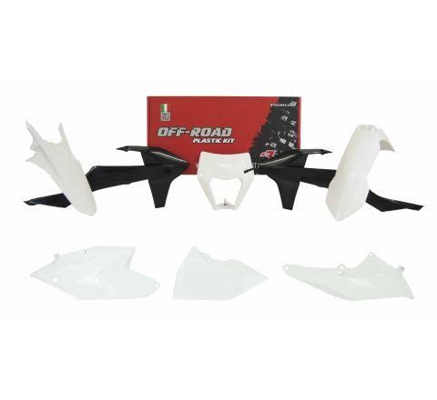 PLASTIC KIT/6 17-19 EXC/EXC-F, OEM SIX DAYS 2019, WHITE/BLACK ENDURO KIT, RTECH R-KITKTM-OEM-588