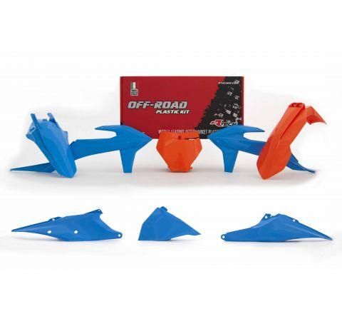 PLASTIC KIT/6 2019-22 KTM SX/SXF, ORANGE/VINTAGE LIGHT BLUE, RTECH R-KITKTM-CL0-599