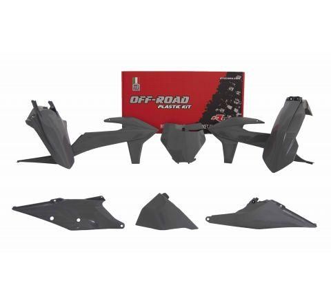 PLASTIC KIT/6 2019-22 KTM SX/SXF QUANTUM GREY, BLACK, RTECH R-KITKTM-GR0-599