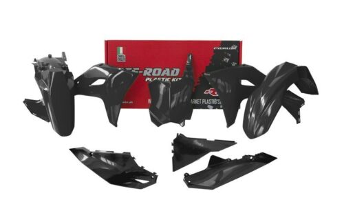 PLASTIC KIT/5 2024-2025 KAWASAKI KX450 BLACK, RTECH R-KITKXF-NR0-524
