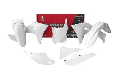 PLASTIC KIT/5 2024-2025 KAWASAKI KX450 WHITE, RTECH R-KITKXF-BN0-524