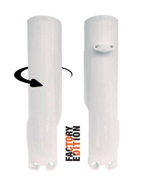 FACTORY FULL WRAP FORK GUARDS 2023/2024 KTM SX/SX-F, HUSKY FC/TC, WHITE, RTECH R-PSKTMBN0093