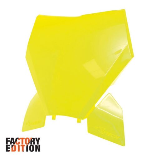 FACTORY FRONT NUMBER PLATE 2023-2025 SX/SX-F KTM NEON YELLOW, RTECH R-TBKTMGF0093