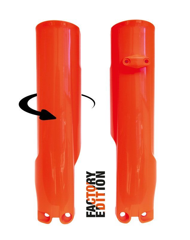 FACTORY FULL WRAP FORK GUARDS 2023-2024 KTM SX/SX-F, HUSKY FC/TC, NEON ORANGE, RTECH R-PSKTMAN0093