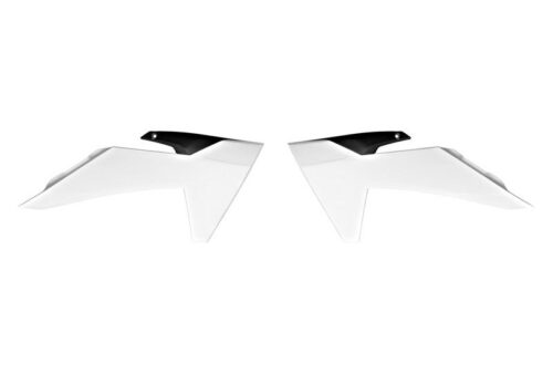 RADIATOR SCOOPS 2024-2025 KTM SX 50, WHITE/BLACK RTECH R-CVKTMBNNR150