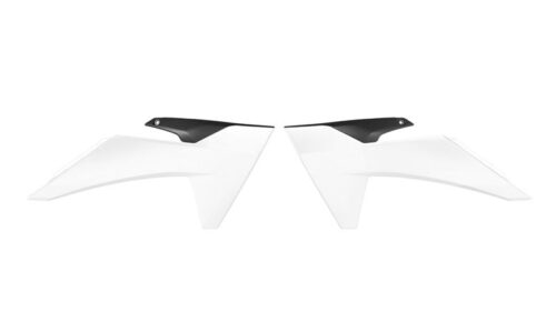 RADIATOR SCOOPS 2024-2025 KTM SX 65, WHITE/BLACK RTECH R-CVKTMBNNR2465