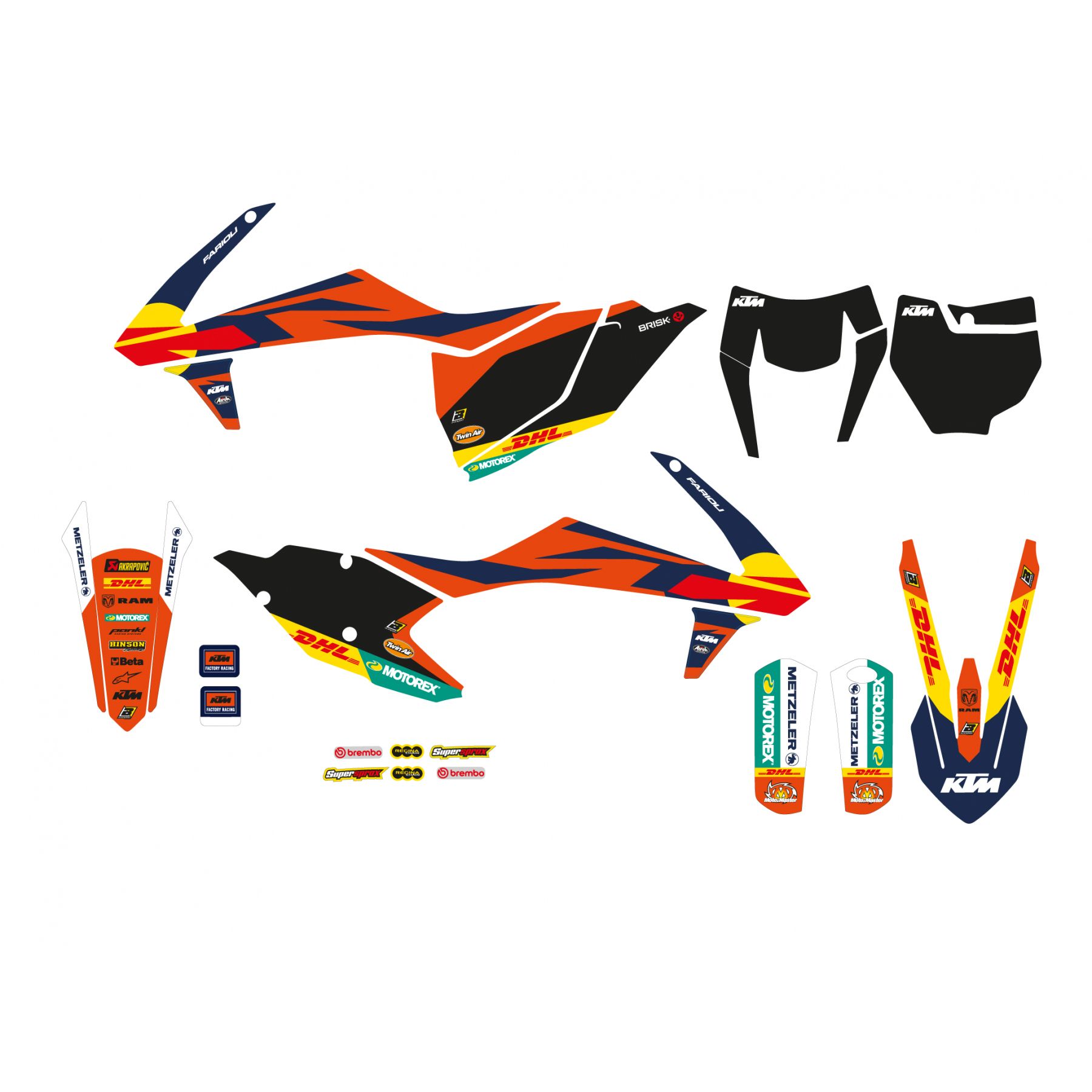 16-19 SX/SXF/EXC KTM FACTORY, BLACKBIRD 2541R22 DECAL KIT - Image 2