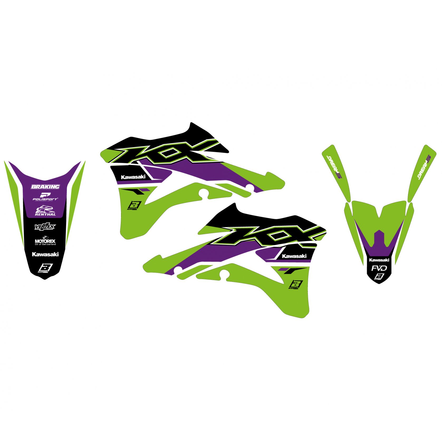 14-21 KX85 DREAM-5 2422AB, BLACKBIRD DECAL KIT KAWASAKI
