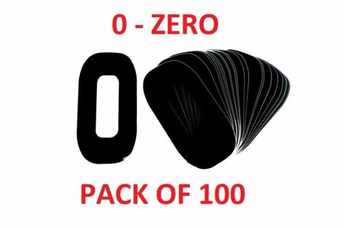 RACE NUMBERS – 0 ZERO – BLACK, PACK OF 100 / 15cm 6″ / VINYL STICKER