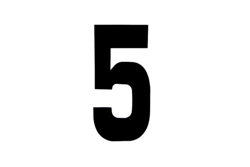 RACE NUMBERS – 5 FIVE – BLACK, PACK OF 100 / 15cm 6″ / VINYL STICKER
