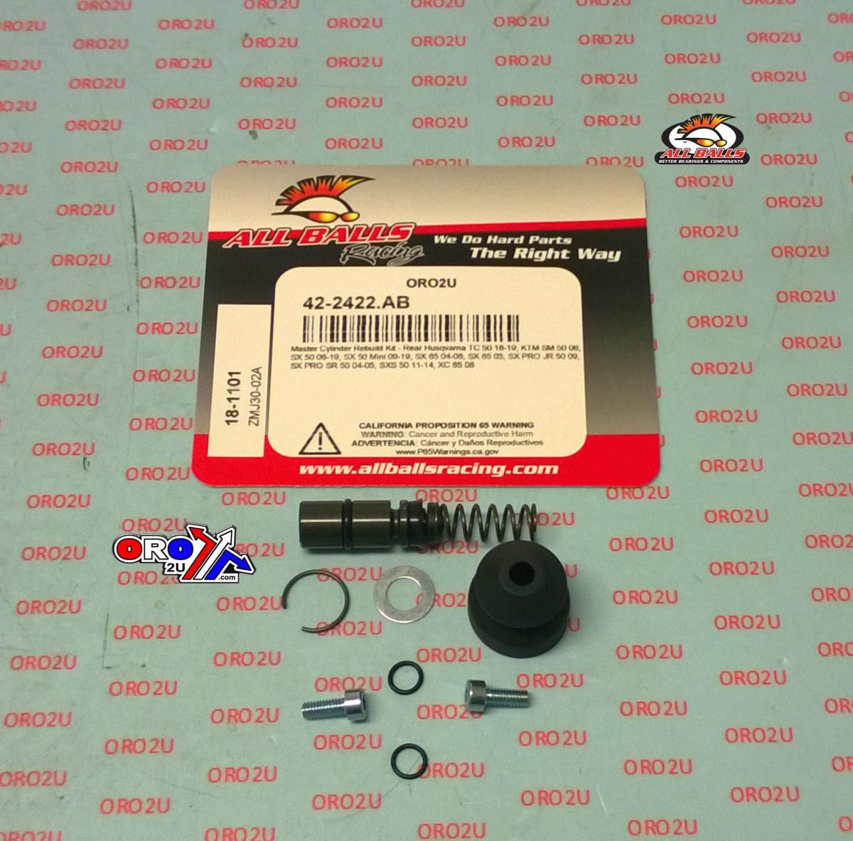 BRAKE MASTER CYL REBUILD KIT ALLBALLS, ALLBALLS 18-1101 GASGAS/KTM/HUSKY 50/65/85 REAR - Image 3