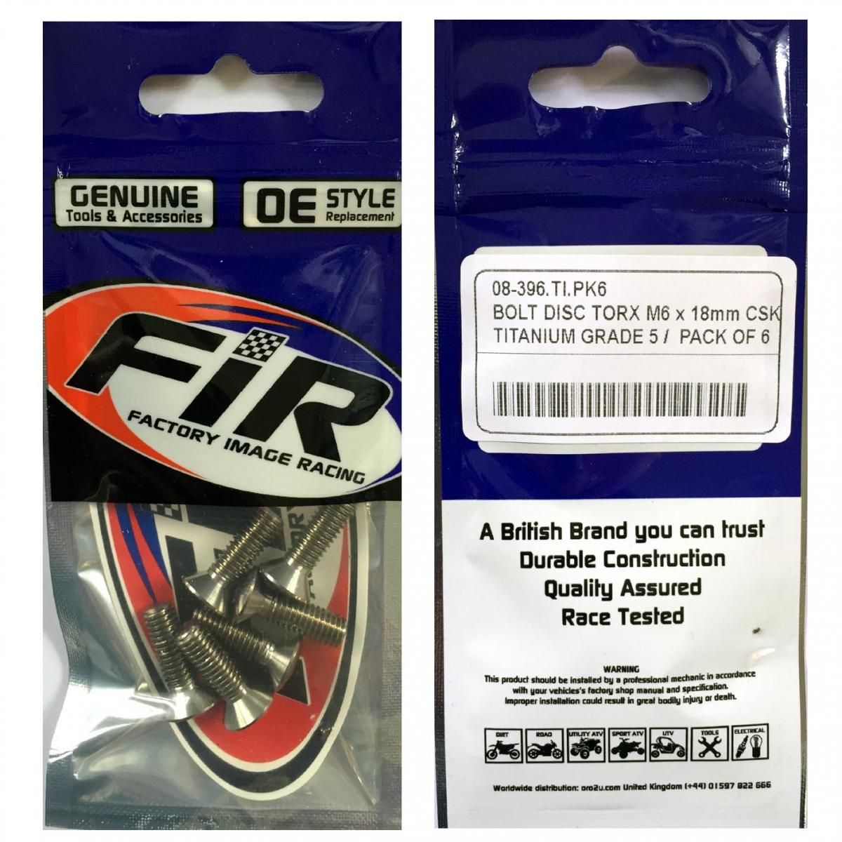 BOLT DISC TORX M6 x 18mm CSK, TITANIUM GRADE 5 /PACK OF 6 - Image 4