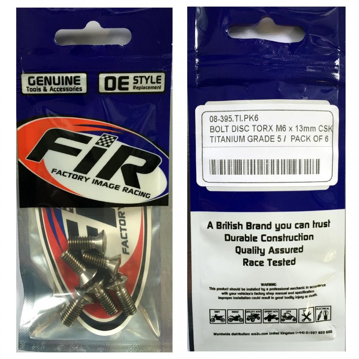 BOLT DISC TORX M6 x 13mm CSK, TITANIUM GRADE 5 /PACK OF 6 - Image 5