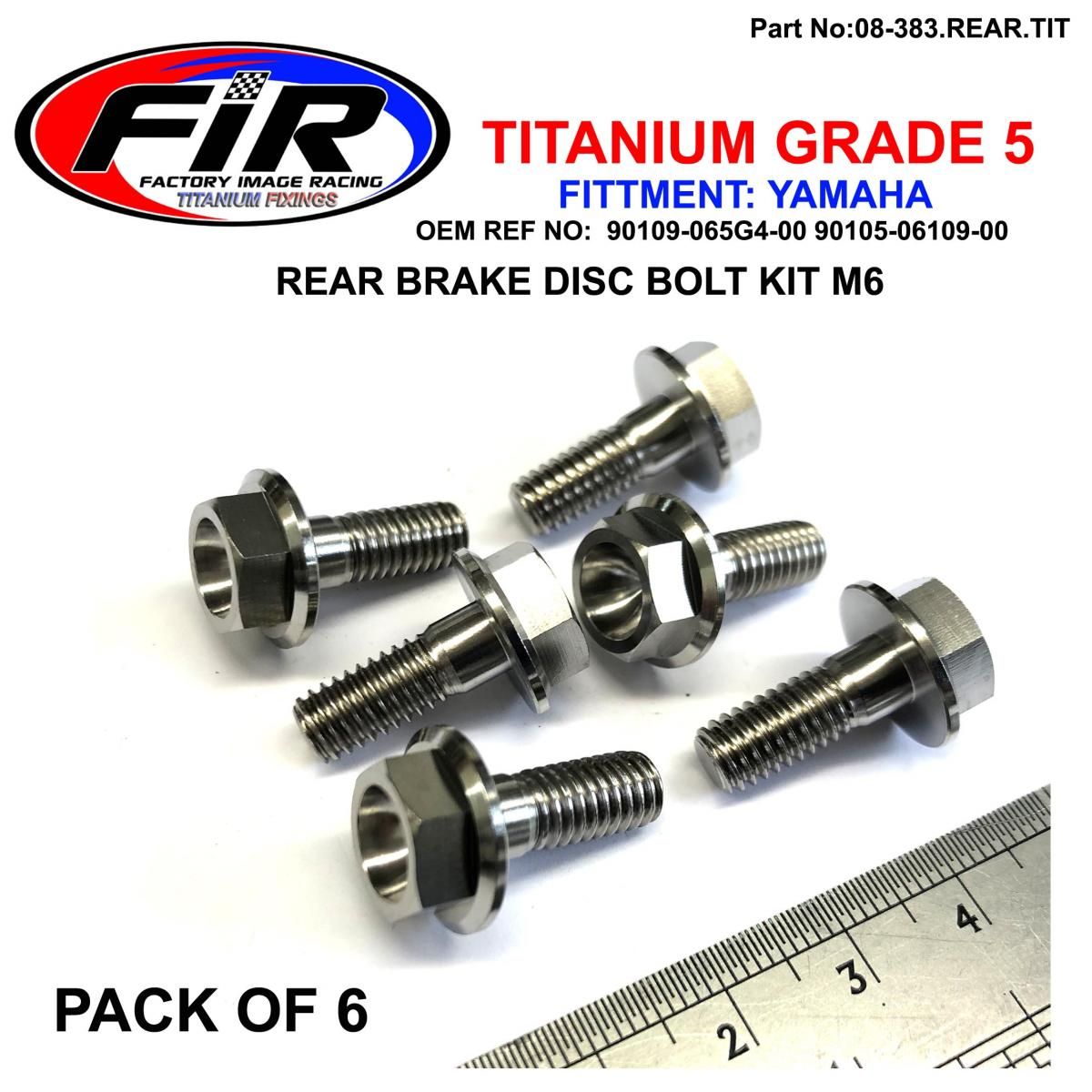 BOLT DISC YAMAHA REAR KIT/6, TITANIUM / / M6, 90109-065G4-00 / 90105-06109-00 - Image 3