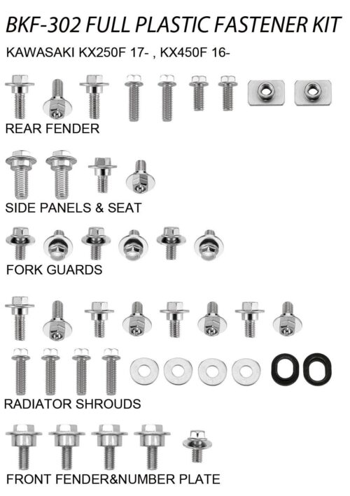 PLASTIC BOLT KIT KAWASAK STYLE, FULL PLASTIC FASTENER KIT