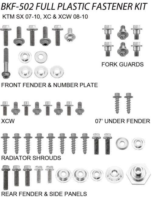 PLASTIC BOLT KIT KTM STYLE, FULL PLASTIC FASTENER KIT
