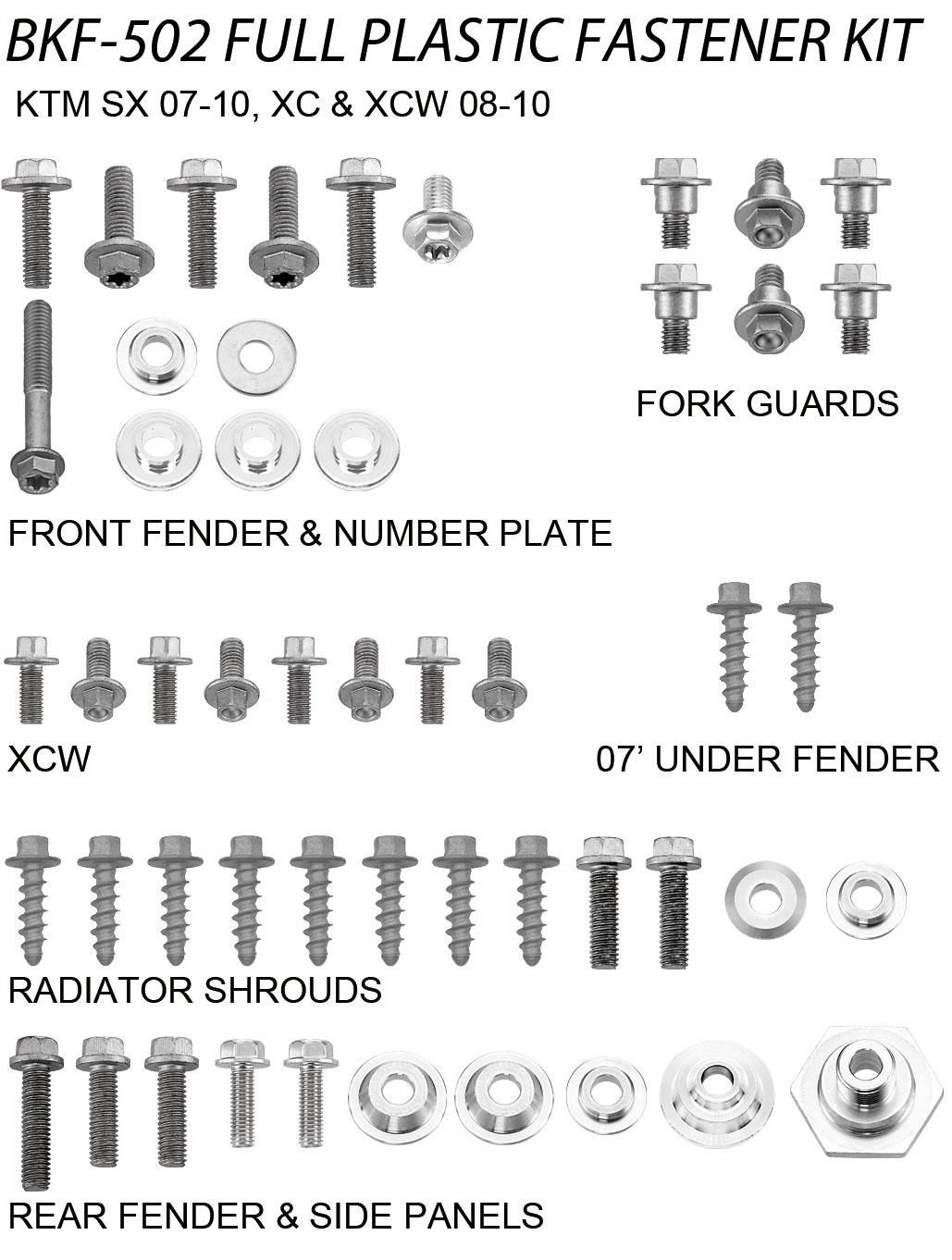 PLASTIC BOLT KIT KTM STYLE, FULL PLASTIC FASTENER KIT