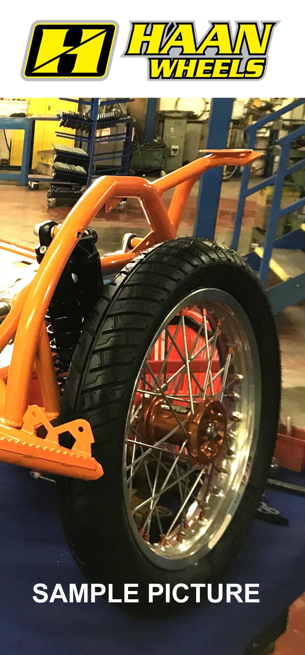 HAAN SIDECAR WHEEL 16'' SILVER, RIM EXCEL SIGNATURE HAAN HUB, MADE TO ORDER / BACK ORDER ONLY