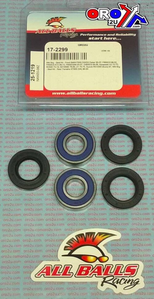 WHEEL BEARING KIT FRONT & REAR 72-22 BMW/HON/KAW/SUZ/YAM, ALLBALLS 25-1219 ROAD