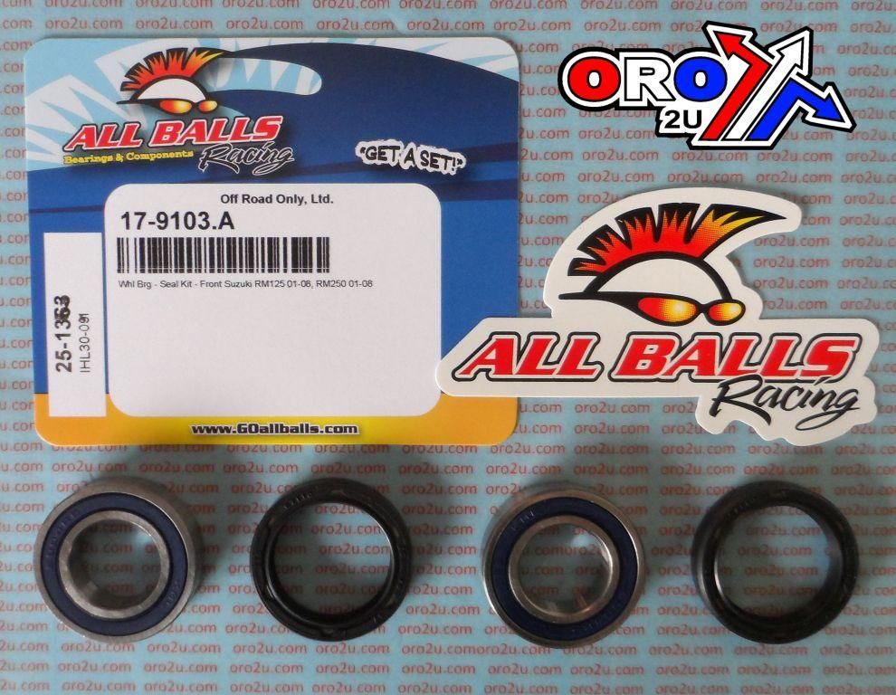 WHEEL BEARING KIT FRONT 01-08 SUZUKI RM125/250, ALLBALLS 25-1363 DIRT