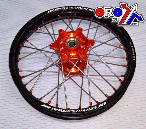 18×2.15 WHEEL KTM BLK/ORG/ORG, MX-5032 BLACK RIM, ORANGE HUB, SP052.06.84.01.06 ORANGE NIPPLES